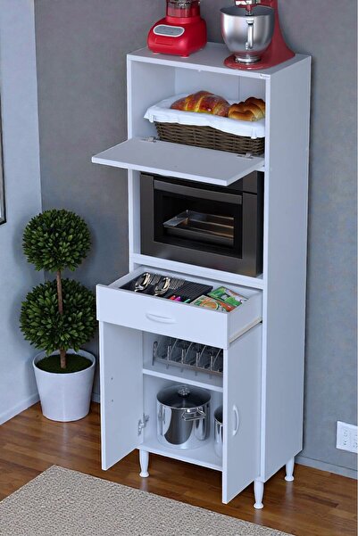 Eliusta Avelin Kapaklı Mini/Midi Fırın Dolabı 65 cm Beyaz Çok Fonksiyonlu 65x...