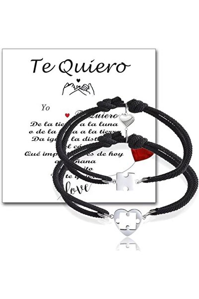 OEM Set 2 bratari pentru cupluri tip puzzle magnetice din otel inoxidabil, model 1