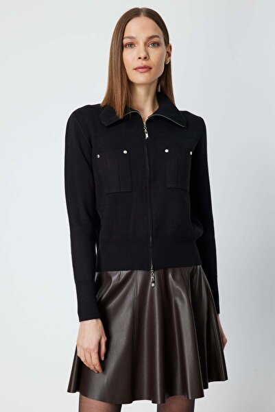 ON Zippered Knit Cardigan with Pocket Detail