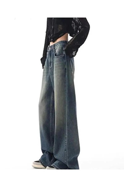 8line Y2K Vintage висока талия Harajuku широки дънки корейска мода