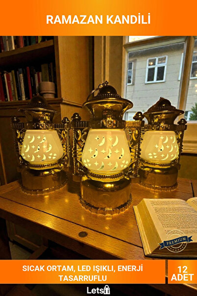 Letsii 12'li Ramazan Kandili Kutusu 16 cm Dekoratif LED Lamba