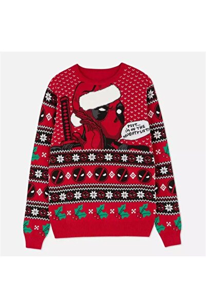 BALİNA Red Christmas Deadpool Unisex Oversize Sweater