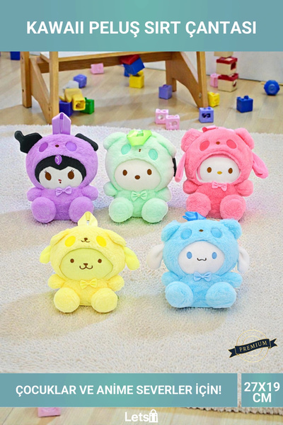 Letsii Kawaii Peluş Kuromi My Melody Cinnamoroll Çocuk Sırt Çantası