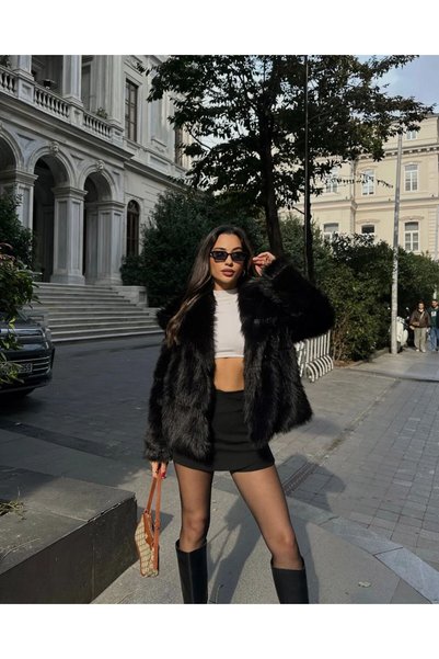 sinemkivanc co Anthracite Color Premium Fur with Lining Inside