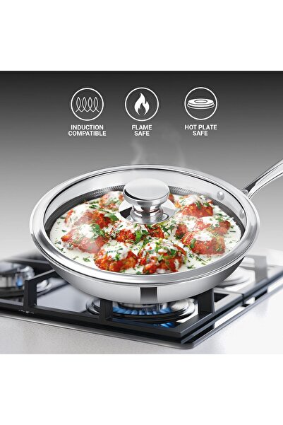 MILTON Pro cook Triply Hexa Tech Induction Stainless Steel Fry Pan with Glass...