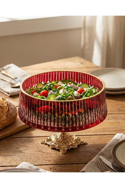 AKDEN STORE Cutting Handcrafted Mercury Bowl /Verre Series 28cm