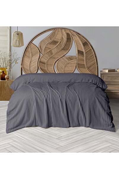 Dolce Bonita Home Wellsoft Corded Fabric Blanket 200X220 Gray - with Sleep Band Gift