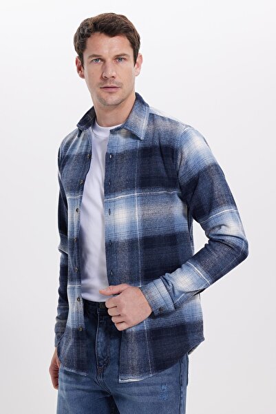 Tudors Erkek Slim Fit Dar Kesim Kareli Kışlık Oduncu Gömlek