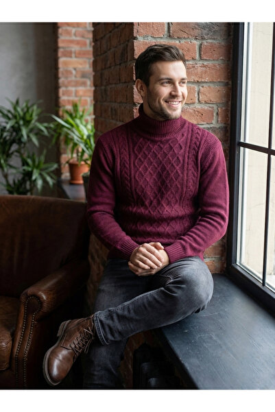 dcn giyim 1985 Men's Hair Braided Wool Full Fisherman Sweater-1412