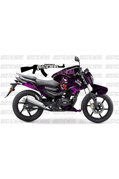 Motiker TVS Raider 125 Venom Mor Tasarım Sticker Etiket Modeli