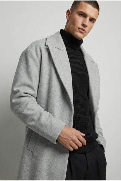 ablukaonline Men's Oversized Cashmere Coat Gray