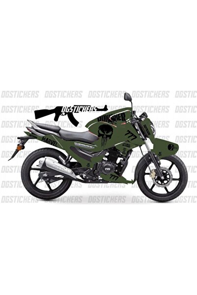 Motiker TVS Raider 125 Punisher Tasarım Sticker Etiket Modeli