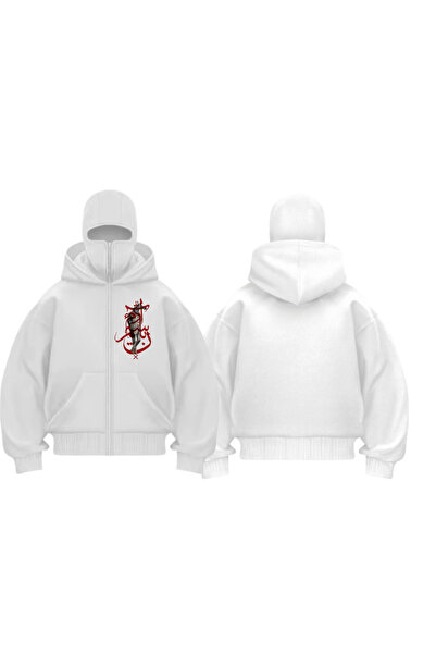 BALİNA Beyaz Maskeli ''Zebra'' Unisex Kapüşonlu Hırka