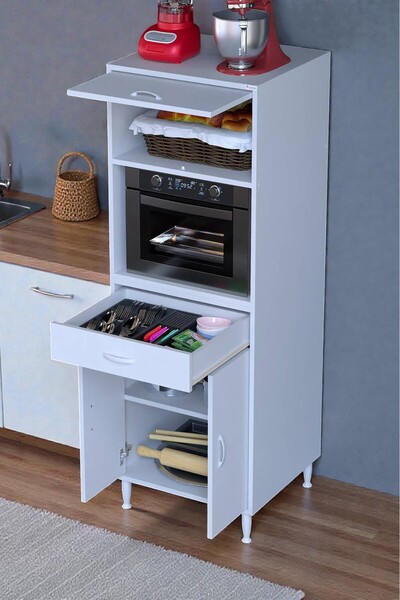 Eliusta Ora 48 cm Derinlikte 1 Çekmece 3 Kapak Modüler Dolap Beyaz Mutfak/Kil...