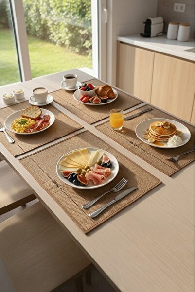 homyjr's Life Baskılı Doğal Jüt Hasır Amerikan Servis Supla Sofra Sunum Matı ...