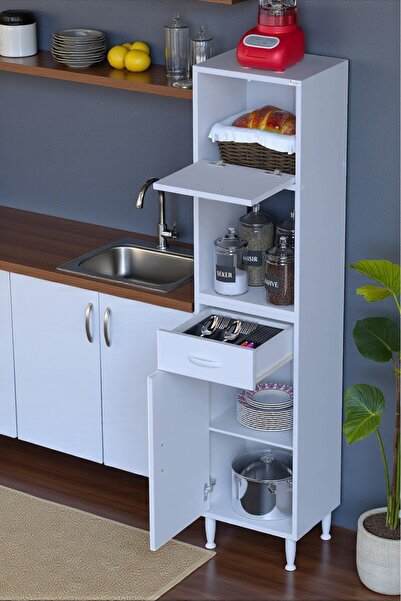 Eliusta Avelin Kapaklı Mini/Midi Fırın Dolabı 50 cm Beyaz Çok Fonksiyonlu 50x...