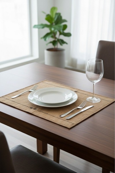 homyjr's Life Printed Natural Jute Straw American Serving Placemat Tableware Presentation Mat Stain Resistant