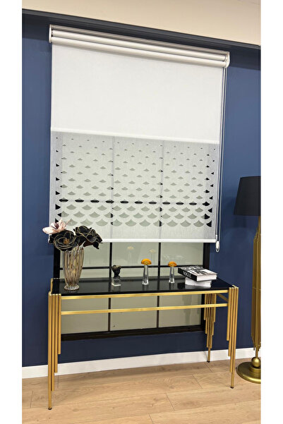 EYMENS HOME EYM1001 Çift Mekanizmalı Lazer Kesim Tül Ve Stor Perde ( Kırık Be...