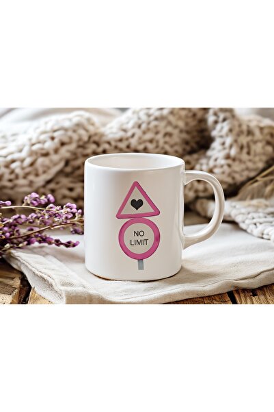 Beramussa No Limit Love Traffic Sign Mug – Romantic Humorous Coffee Cup with Pink Road Sign