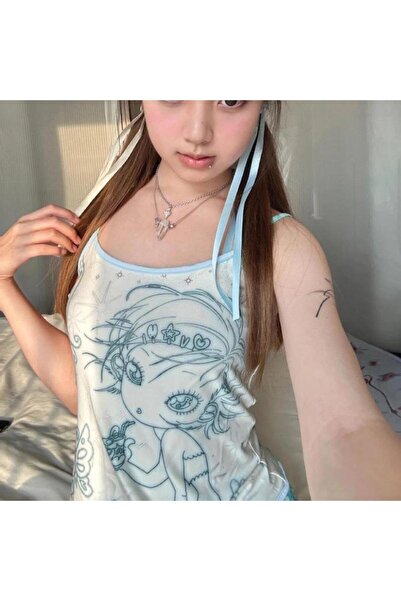 8line Blue Cutie Star Girl Strap Crop