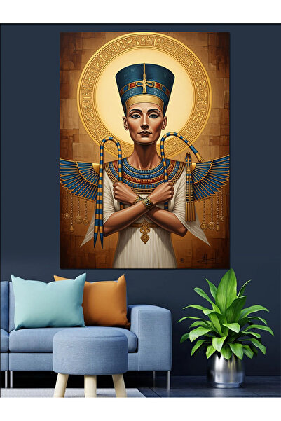 Artmeg Antik Mısır Firavun Heykeli Dekoratif Kanvas - Mdf Ahşap Tablo