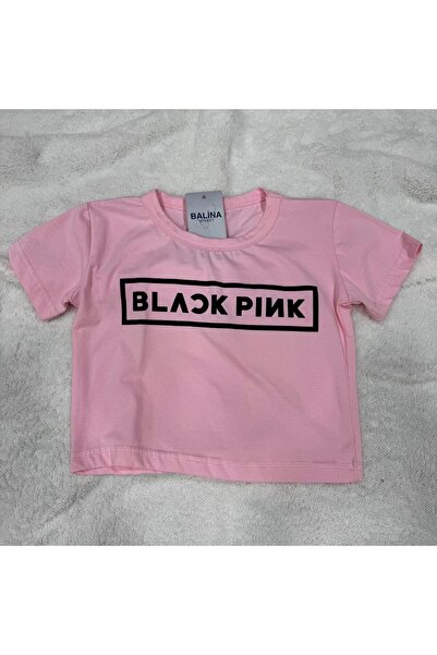 8line Light Pink Black Pink Short Sleeve Crop