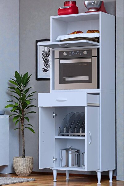 Eliusta Avelin Kapaklı Mini/Midi Fırın Dolabı 55 cm Beyaz Çok Fonksiyonlu 55x...