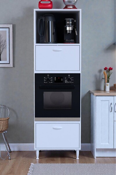 Eliusta Luno 2 Kapaklı Modüler Dolap Fırın Dolabı 60x185,9x56 cm Geniş Kapasi...