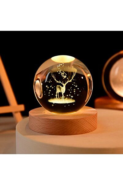 AHİRA Hediyelik Usb Led Işıklı Geyikli Cam Küre