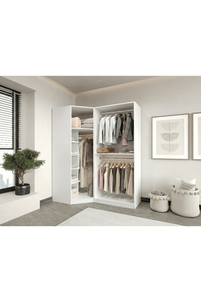 CANBAZ FURNİTURE Esla modüllü 3 cam kapaklı köşe %100 MDF (KURULUM DAHİL)