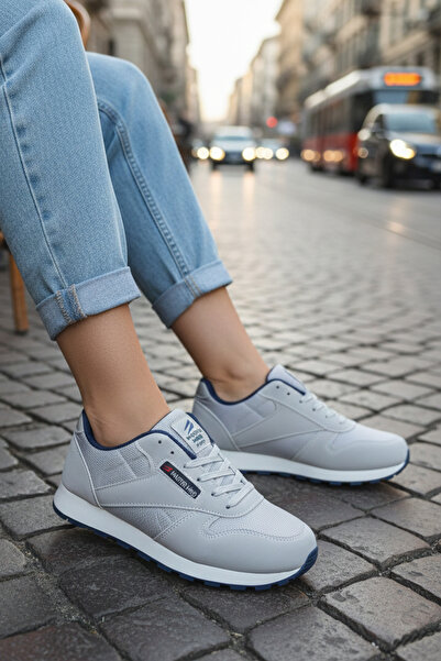 WEBORN Unisex Ice Navy Blue Lace-Up Mesh Breathable Comfortable Sole Walking Sneaker Sports Shoes