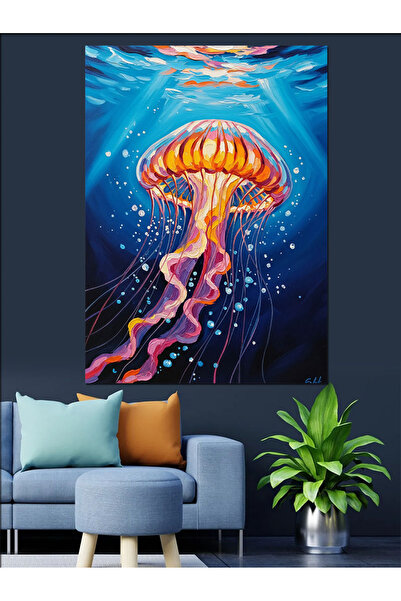 KanvasSepeti Πολύχρωμες Μέδουσες Υψηλής ποιότητας ελαιογραφία Με υφή Καμβάς Κ...