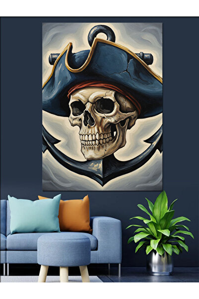 KanvasSepeti Pictură în ulei de înaltă calitate cu pălărie de pirat texturat ...