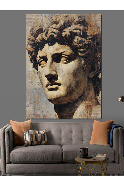KanvasSepeti Cap de statuie antică Pictură în ulei de înaltă calitate textura...