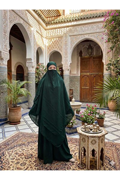 onliecraft Çarşaf, Jilbab, Khimar, Abaya, Hakim Yaka, Medine İpeği (ÜÇ PARÇA ...