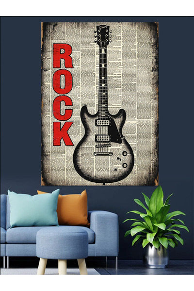 KanvasSepeti Рок музика Китара Висококачествена текстура на маслена боя Платн...