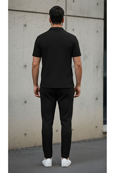 Fifty Color Men's Trendy Summer Comfortable Fit Wrinkle-Resistant Fabric Short Sleeve T-Shirt and Pants Set