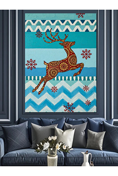 KanvasSepeti Geyik cu model Pictură în ulei de înaltă calitate texturat Canva...