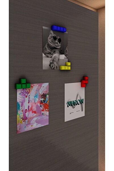 NURON3D 4'lü Renkli Tetris Magnet Seti - Nostaljik Oyun Temalı