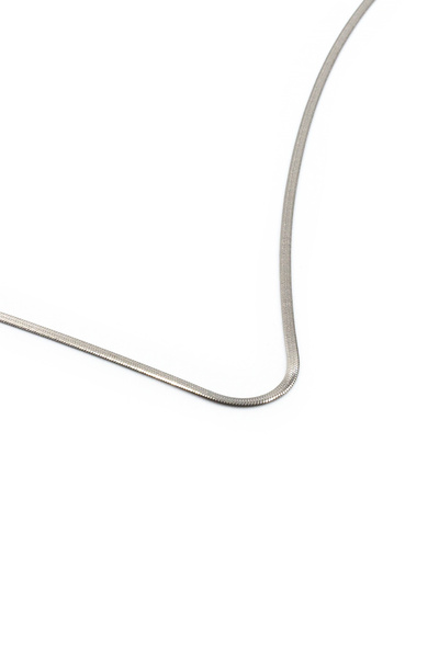 Sose Moda Thin Italian Model Men's Steel Necklace Silver 55 cm 2 mm Non-Tarnish Minimal Design