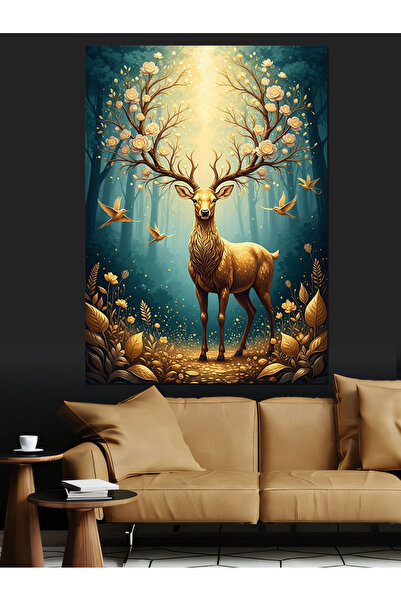 KanvasSepeti Golden Horned Pictură în ulei de înaltă calitate texturat Canvas...