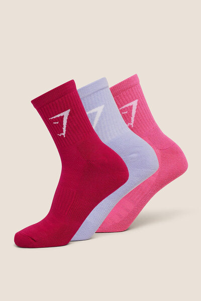 Stylovi Gymshark Socks 3-Pair Pack - Pink, Lilac, Red Ultra Comfortable Sport...