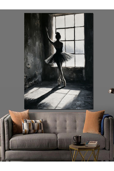 KanvasSepeti Femeie care face balet Pictură în ulei de înaltă calitate textur...