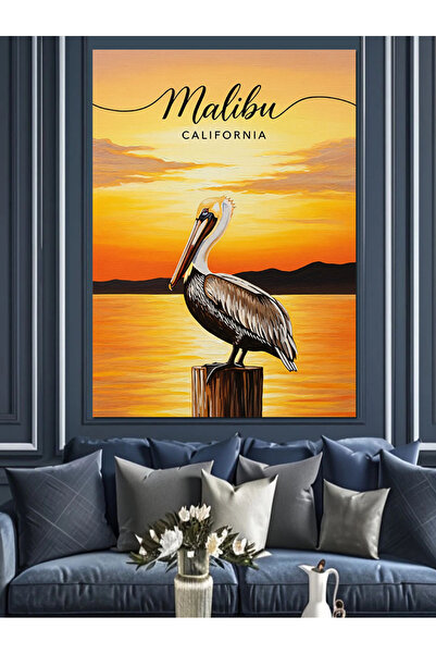 KanvasSepeti Gün Batımı Pelikan Vopsea în ulei de înaltă calitate texturat Ca...