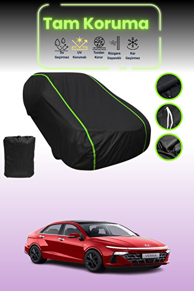Dokaca Neo غطاء حماية للسيارة من القماش الأسود اللامع قماش مجدّل متوافق مع سيارة هيونداي فيرنا V