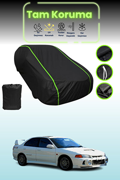 Dokaca Neo غطاء حماية للسيارة متوافق مع سيارة ميتسوبيشي لانسر إيفولوشن قماش مجدّل باللون الأسود النيون