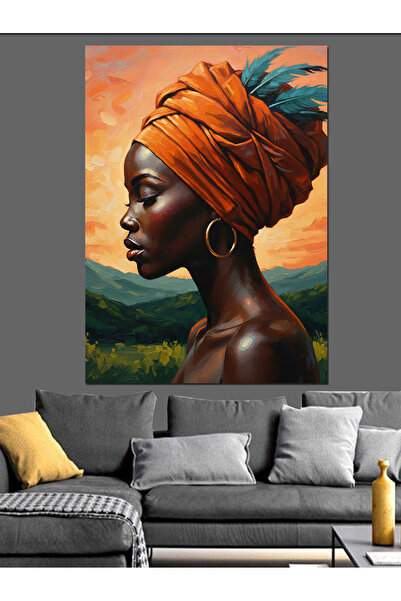 KanvasSepeti Πορτοκαλί Τουρμπάνι Υψηλής ποιότητας ελαιογραφία Με υφή Καμβάς Κ...