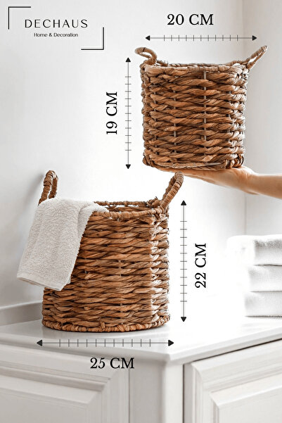 DECHAUS 2 li Set Demir İskeletli İskandinav Su Sümbülü Hasır Kulplu Saksılık