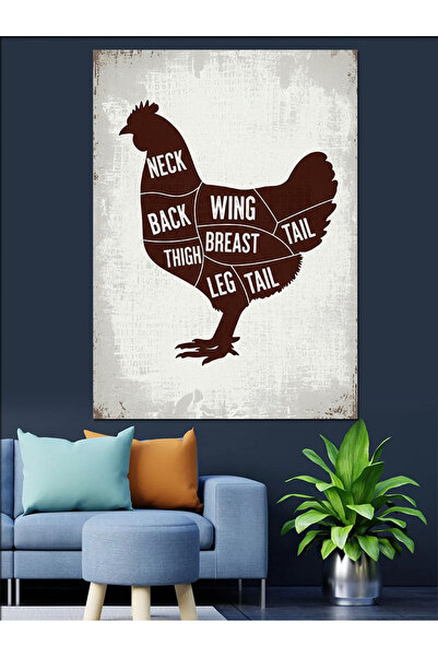 KanvasSepeti Pictură în ulei de înaltă calitate cu carne de pui texturat Canv...