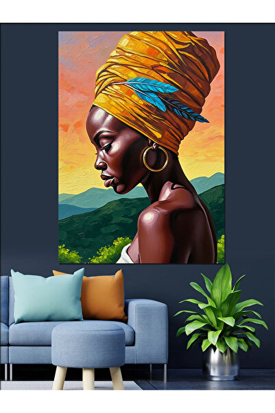 KanvasSepeti Αφρικανή Γυναίκα Υψηλής ποιότητας ελαιογραφία Με υφή Καμβάς ζωγρ...